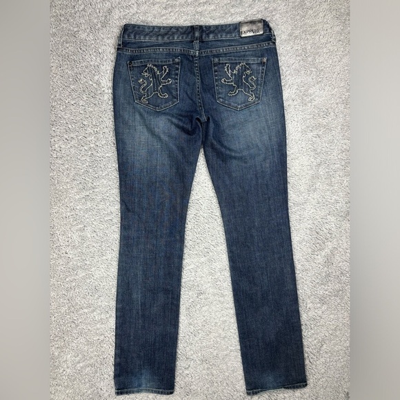 Express Jeans Womens 6 Straight Y2K Style Dark Wash Low Rise Classic Party Night - Picture 2 of 5